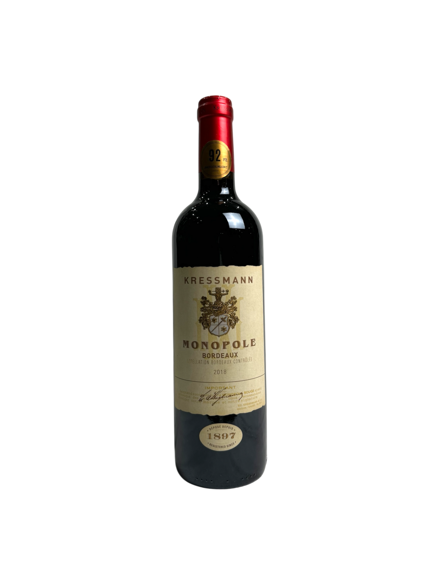 KRESSMANN - MONOPOLE Bordeaux Rouge AOC 2018